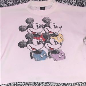 White Mickey Mouse cropped long sleeve shirt